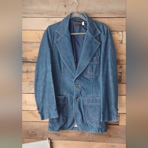 Vintage Wrangler Denim Blazer Jacket - Medium Blue